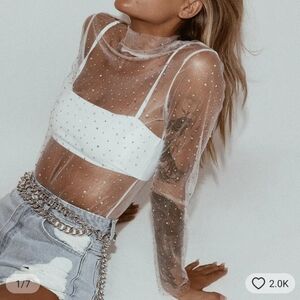 Sheer long sleeve top xs